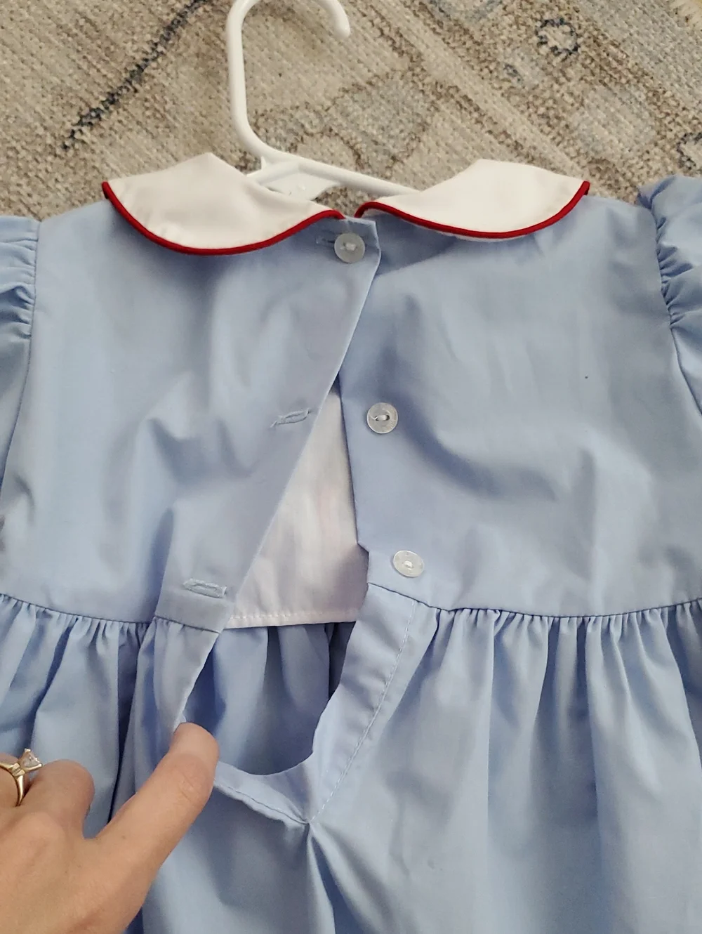 Little English Girls Light Blue Set Outfit Red Apple Appliqués School Sz4T